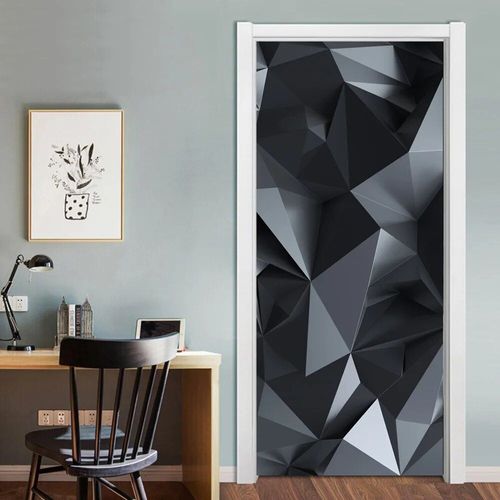 Autocollant de porte hexagonal en vinyle,vue visuelle 3D,papier peint peler et coller,affiche parfaite imperméable,décoration de la maison,Adesivo Porta