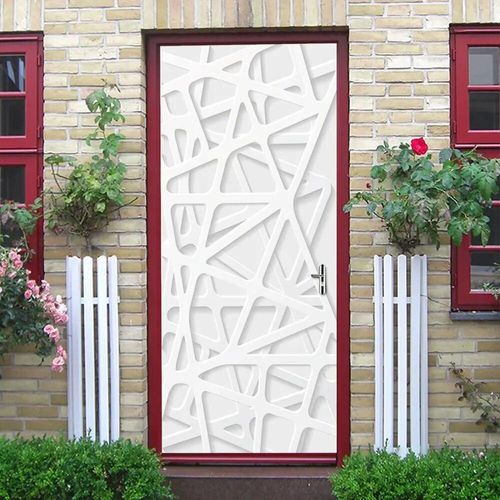 Autocollant de porte hexagonal en vinyle,vue visuelle 3D,papier peint peler et coller,affiche parfaite imperméable,décoration de la maison,Adesivo Porta