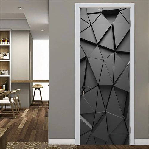 Autocollant de porte hexagonal en vinyle,vue visuelle 3D,papier peint peler et coller,affiche parfaite imperméable,décoration de la maison,Adesivo Porta