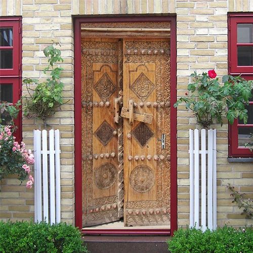 Autocollant de porte hexagonal en vinyle,vue visuelle 3D,papier peint peler et coller,affiche parfaite imperméable,décoration de la maison,Adesivo Porta