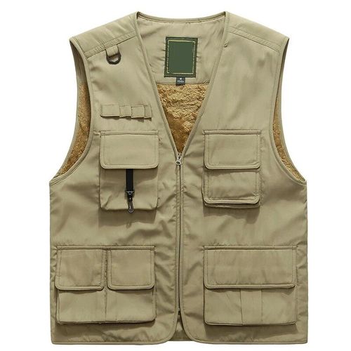 Gilets De Randonnée,Grande Taille Pour Hommes,Hiver,Plein Air,Multi-Poches,Déchargement,Polaire Épaisseur,Photographie,Veste Sans Manches,Pêche