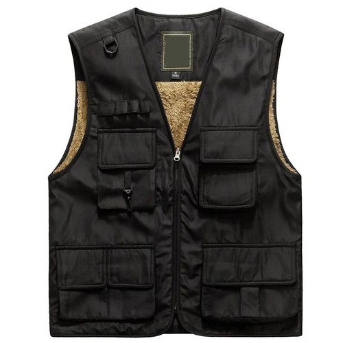Gilets De Randonnée,Grande Taille Pour Hommes,Hiver,Plein Air,Multi-Poches,Déchargement,Polaire Épaisseur,Photographie,Veste Sans Manches,Pêche