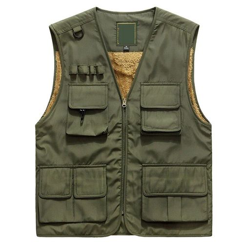 Gilets De Randonnée,Grande Taille Pour Hommes,Hiver,Plein Air,Multi-Poches,Déchargement,Polaire Épaisseur,Photographie,Veste Sans Manches,Pêche