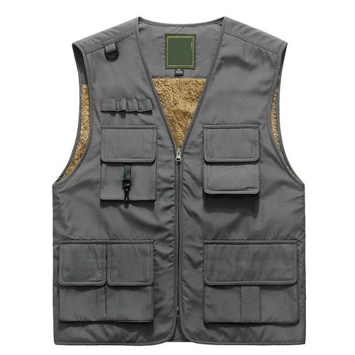 Gilets De Randonnée,Grande Taille Pour Hommes,Hiver,Plein Air,Multi-Poches,Déchargement,Polaire Épaisseur,Photographie,Veste Sans Manches,Pêche