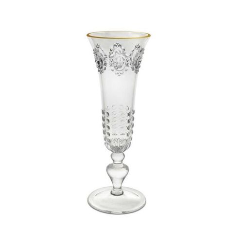 BACI MILANO FLUTE CHAMPAGNE TRASPARENTE CON BORDO DORATO 6X25 CM ACCESSORI TAVOLA CASA
