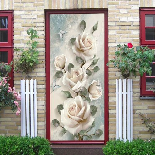 Papiers muraux décoratifs pour porte,autocollants géométriques,en vinyle imperméable,auto-adhésifs,affiches de porte,vue 3D,bricolage