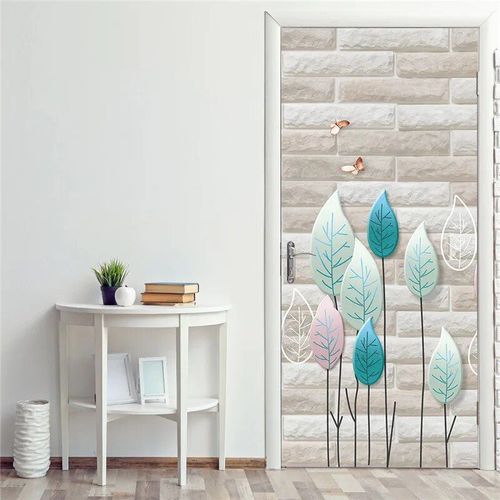 Papiers muraux décoratifs pour porte,autocollants géométriques,en vinyle imperméable,auto-adhésifs,affiches de porte,vue 3D,bricolage