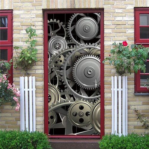 Papiers muraux décoratifs pour porte,autocollants géométriques,en vinyle imperméable,auto-adhésifs,affiches de porte,vue 3D,bricolage