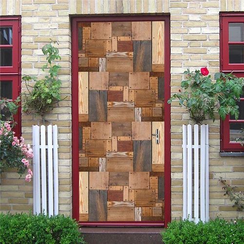 Papiers muraux décoratifs pour porte,autocollants géométriques,en vinyle imperméable,auto-adhésifs,affiches de porte,vue 3D,bricolage