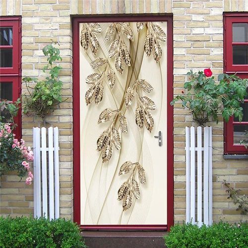 Papiers muraux décoratifs pour porte,autocollants géométriques,en vinyle imperméable,auto-adhésifs,affiches de porte,vue 3D,bricolage
