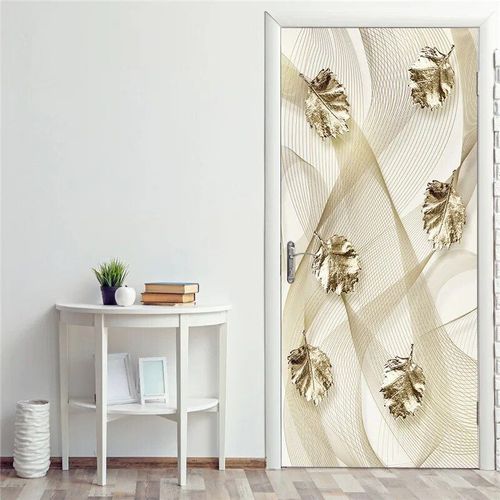 Papiers muraux décoratifs pour porte,autocollants géométriques,en vinyle imperméable,auto-adhésifs,affiches de porte,vue 3D,bricolage