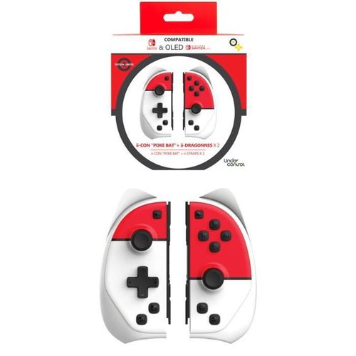 Manette Switch Iicon Rouge Et Blanc Type Pokeball Avec Dragonnes V2 - Iicon Pokeball V2