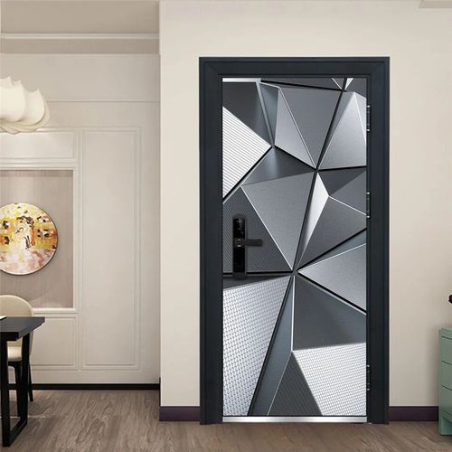 Autocollant de porte hexagonal en vinyle,vue visuelle 3D,papier peint peler et coller,affiche parfaite imperméable,décoration de la maison,Adesivo Porta
