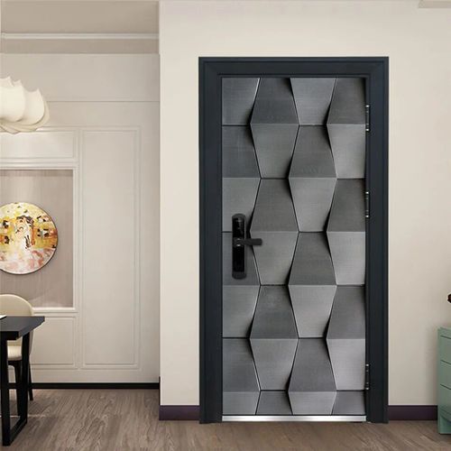 Autocollant de porte hexagonal en vinyle,vue visuelle 3D,papier peint peler et coller,affiche parfaite imperméable,décoration de la maison,Adesivo Porta