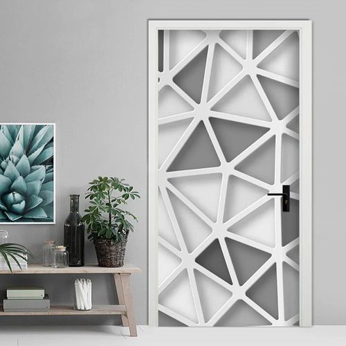 Autocollant de porte hexagonal en vinyle,vue visuelle 3D,papier peint peler et coller,affiche parfaite imperméable,décoration de la maison,Adesivo Porta
