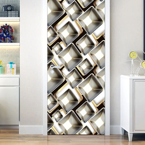 Autocollant de porte hexagonal en vinyle,vue visuelle 3D,papier peint peler et coller,affiche parfaite imperméable,décoration de la maison,Adesivo Porta