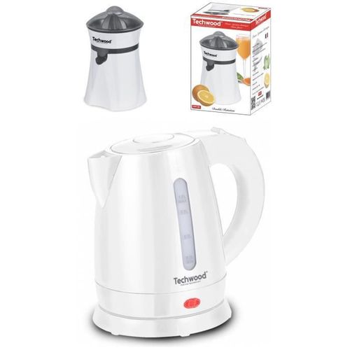 Bouilloire Inox Blanche 1L Sans Fil + Presse Fruits Electrique Blanc 20W Double sens de rotation