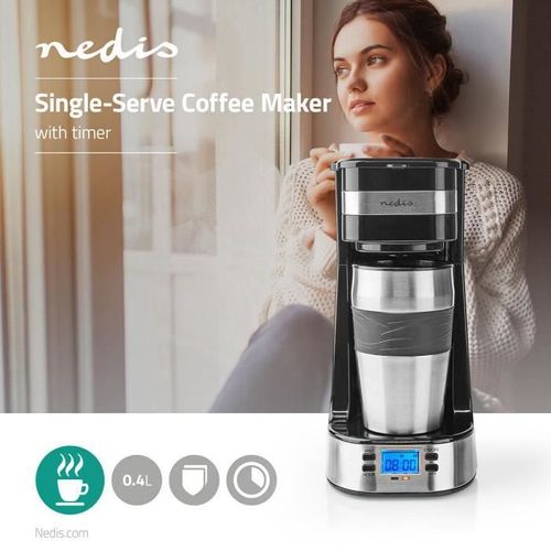 Cafetière Mug Électrique Design Capacité 0.4 L Fonction De Maintien Au Chaud Minuterie Lcd Noir/Argent Pas Cher