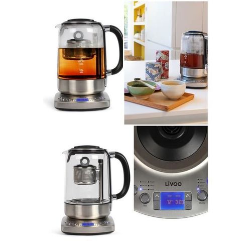 Bouilloire Théière Automatique En Verre 1,7 L 2200 W Avec Départ Différé