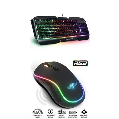 Souris Sans fil Optique 2.4ghz 4200DPI M9 rechargeable + Clavier PRO GAMING METAL RGB PROK5 Anti-Gosthing Mode Breathing