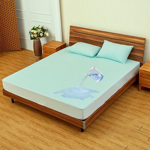 Protege Matelas 90x200 Impermeable,Couvre-Lit Imperméable En Tissu Éponge De Bambou,Vert Lac