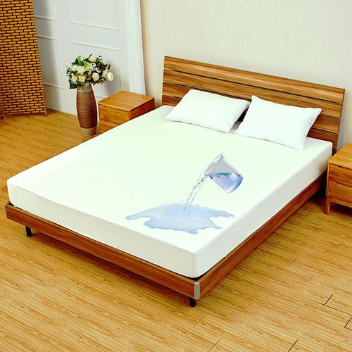 Protege Matelas 140x190 Impermeable,Couvre-Lit Imperméable En Tissu Éponge De Bambou,Blanc Pur