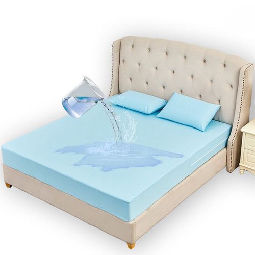 Protege Matelas 90x200 Impermeable,Couvre-Lit En Polyester Tricoté Imperméable Et Respirant,Bleu Ciel
