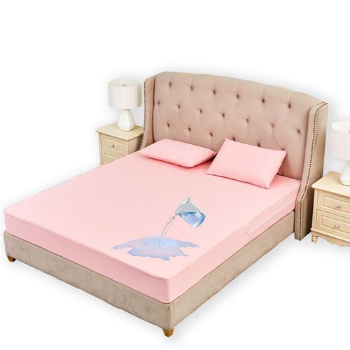 Protege Matelas 180x200 Impermeable,Couvre-Lit En Polyester Tricoté Imperméable Et Respirant,Rose