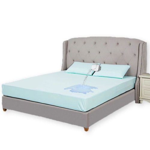 Protege Matelas 180x200 Impermeable,Couvre-Lit En Polyester Tricoté Imperméable Et Respirant,Vert Lac