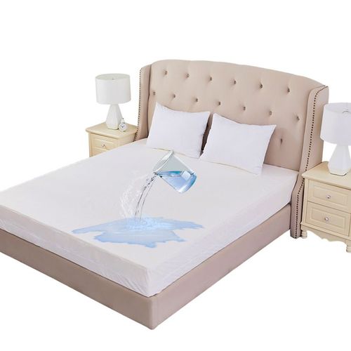 Protege Matelas 160x200 Impermeable,Couvre-Lit En Polyester Tricoté Imperméable Et Respirant,Blanc