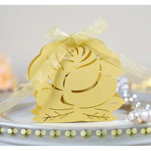 Panier de roses et chocolats découpés au Laser 100 pièces boîtes à bonbons et rubans pour mariage anniversaire fête prénatale cadeau