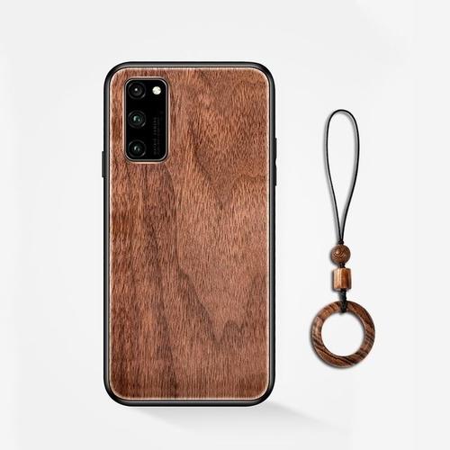 Coque Rigide En Bois Véritable Antichoc Avec Lanière En Bois Étui Arrière Pour Huawei P40 Pro Lite Nova 7i 6se P30 Mate 30 Pro