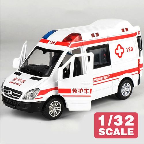 Échelle 1/32 Ambulance Métal Moulé Sous Pression En Alliage Jouets Voitures Modèles Camions Pour Garçons Enfants Enfants Véhicules Passe-Temps Et Objets De Collection Sans Boîte D?Origine