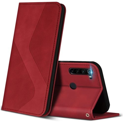 Coque Pour Xiaomi Redmi Note 8, Housse En Avec [Emplacements Cartes] [Magnetique], Clapet Folio Portefeuille Pour Xiaomi Redmi Note 8 (Rouge)