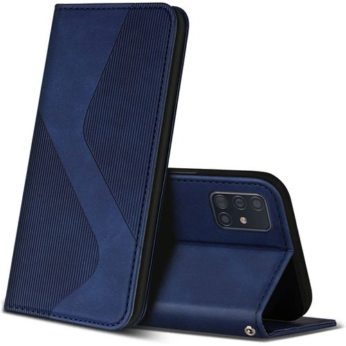 Coque Pour Samsung Galaxy A51, Housse En Avec [Emplacements Cartes] [Magnetique], Clapet Folio Portefeuille Pour Samsung Galaxy A51 (Bleu)