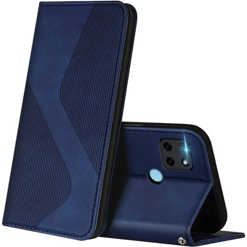 Coque Pour Realme C21y / Realme C25y, Housse En Avec [Emplacements Cartes] [Magnetique], Clapet Folio Portefeuille Pour Realme C21y / Realme C25y (Bleu)