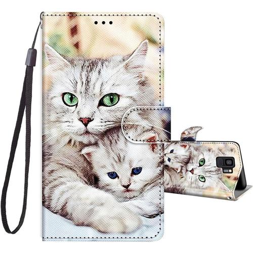 Coque Pour Samsung Galaxy S9 5,8 Pouces , Etui Portefeuille Antichoc Housse Protection Avec Motif, Fonction Support Porte Carte Pu Cuir À Rabat Coque Pour Samsung S9 - Chats D