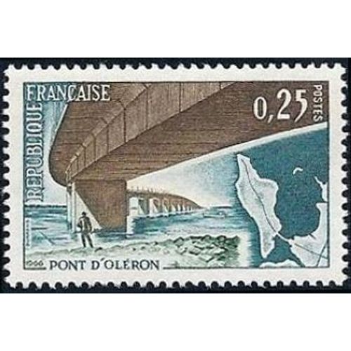 Timbre France 1966 Oblitéré - Inauguration Du Pont D'oléron - 0.25 Yt1489
