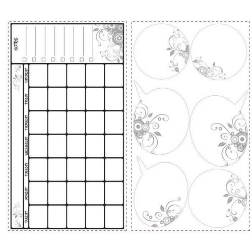 ROOMMATES Stickers CALENDRIER EMPLOI DU TEMPS repositionnables 4 feuilles de 10.1 cm x 44.1 cm