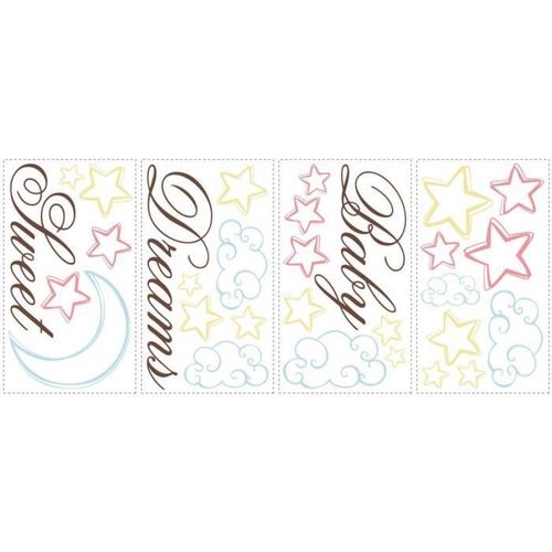 ROOMMATES Lot de 30 stickers SWEET DREAMS BABY repositionnables 4 feuilles de 10,1 x 44.1 cm
