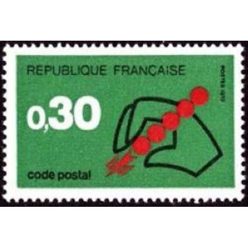 Timbre France 1972 Oblitéré - Code Postal À 0 F 30 Vert Yt1719
