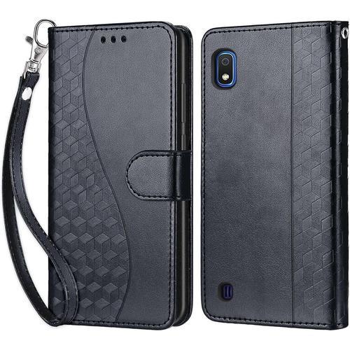 Coque Pour Samsung Galaxy A10 / Samsung Galaxy M10, Housse Etui Portefeuille Cuir Multifonction, Fermeture Magnétique À Clapet Anti-Choc Pour Coque Samsung A10 Book - Noir