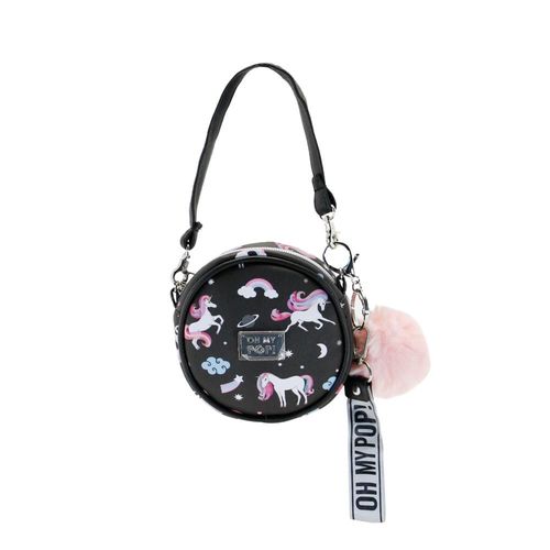 Oh My Pop Licorne Sac à Bandoulière Rond Petit, Noir