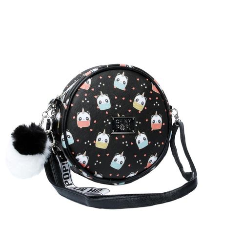 Oh My Pop! Pandicorn Sac à Bandoulière Rond Petit, Noir