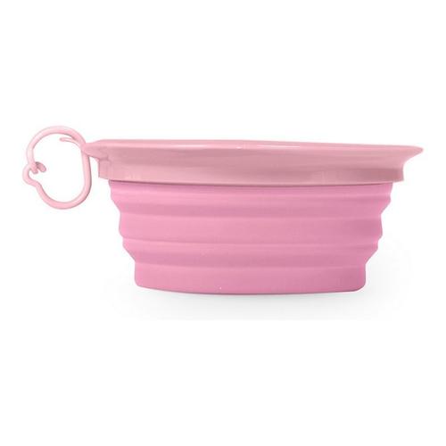 United Pets Leaf Bowl Bol De Voyage Pour Chiens De Design Pliable Et Portable En Silicone Atoxique Rose Taille Unique