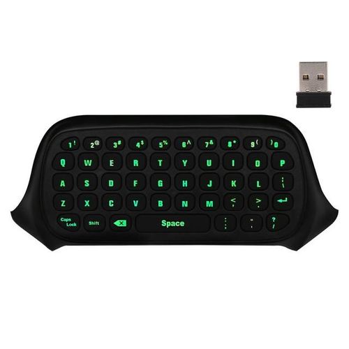 MoKo Mini clavier rétro-éclairé vert Xbox One récepteur 2.4 ghz sans fil pour jeu de messages Chatpad avec casque et Audio