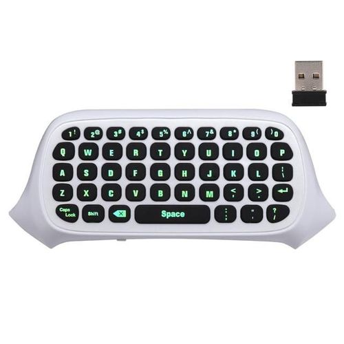 MoKo Mini clavier rétro-éclairé vert Xbox One récepteur 2.4 ghz sans fil pour jeu de messages Chatpad avec casque et Audio