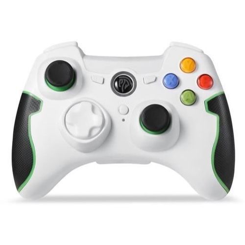 Manette Pc Sans Fil - Supertech - 9013 - Dual Shock - Compatible Windows - Blanc/Vert