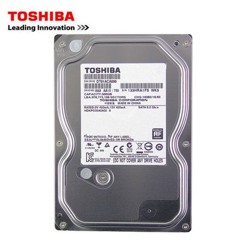 Toshiba Disque Dur Interne Mécanique HDD Capacité 500 Go pour Ordinateur de Bureau 3.5 Pouces 7200RPM Tampon 32 Mo SATA2/SATA3 6 Gb/s