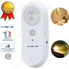 Lampe Murale LED Capteur de Mouvement sans Fil pour Intérieur, Veilleuse  Décorative avec Détecteur de chargement USB magnétique Blanc(2 Packs)
